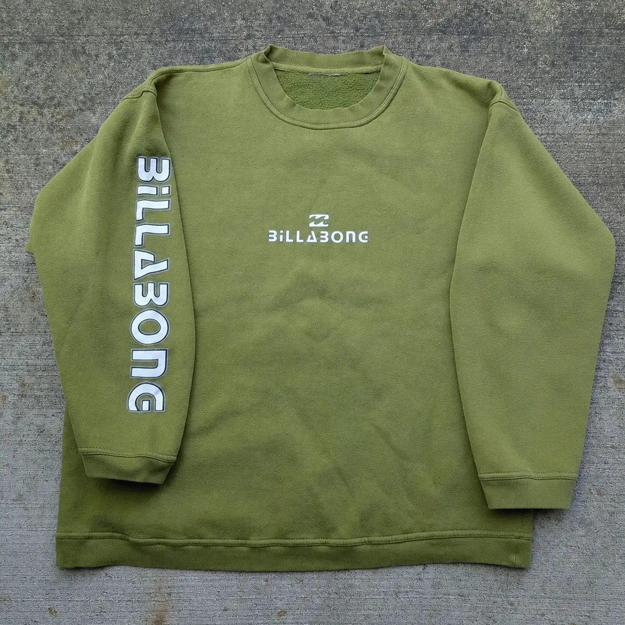 Billabong Logo Crewneck Sweatshirt Light Blue Oversized Pullover Surf Skate Casual Streetwear 6