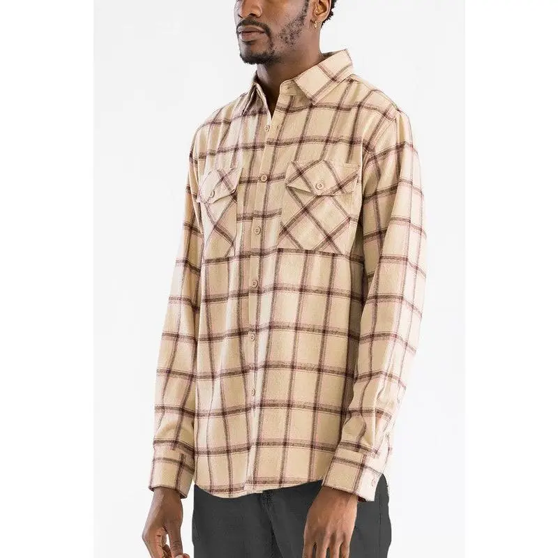 LONG SLEEVE FLANNEL FULL PLAID CHECKERED SHIRT
