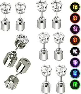 LED Earrings, Light Up Stud Earrings, GlowingDiamond Crown Pendant Earring for Womenand Men, LED Jewelry for Party, Wedding,Birthday, Night Out, Disco, Festival