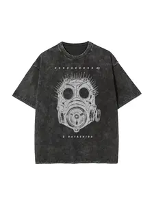 Spiked Gas Mask Dorohedoro Inspired Tee - Dark Anime Top,  Vintage Anime Gothic  Streetwear Washed Shirt, Perfect Gift,Cool Shirts,Graphic Washed Oversized Tees for Men & Women,Summer Round Neck Short Sleeve ,Sports Shirt,Workout T-shirt