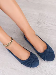 New Fashion Round Toe Plain Knot Low-Top Flat Women's Shoes, Elegant Large Size Casual Slip-On Comfortable Commuter Shoes