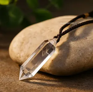 Clear Quartz Hexagonal Crystal Pendant Energy Healing Amulet Women Men Jewelry