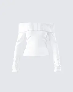 Lorraine White Sweater Knit Top