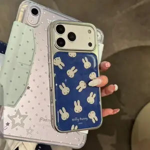 Cute blue Miffy rabbit case suitable for Apple IP16/17Promax phone case 15pro resin hydrogel 14 large holes