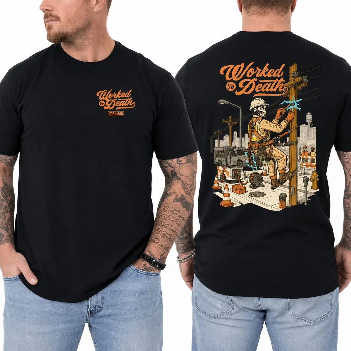 Lineman T Shirt Vintage Power Line Worker Graphic Tee Utility Worker Gift For Men, Unisex Casual Graphic T-Shirts