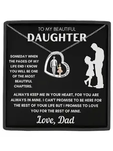 Daughter Forever Love Heart Pendant Necklace From Dad Meaningful Jewelry with Heartfelt Message Card, Perfect Birthday Keepsake, Graduation Jewelry Forever Love Necklace, Heart Design Necklace