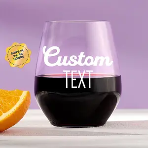 Custom Text Plastic Wine Glass – Personalized Shatterproof Wine Cup with Your Message, Funny Party Favor for Birthdays, Weddings & Events