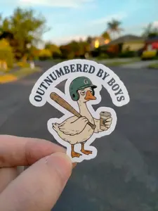 Funny Boy Mom Sticker, Outnumbered By Boys Sticker, Baseball Mom Goose Sticker, Boy Mom Announcement Sticker