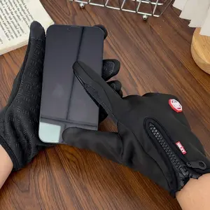 Unisex Motorcycle Riding Gloves, Fall Winter Outdoor Warm Anti-Slip Touchscreen Fleece Gloves (1 Pair), Men Women Motorbike Mitts