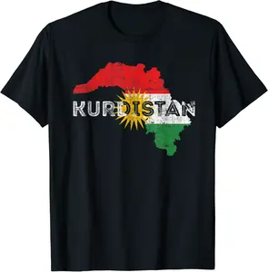 Kurdish Map and Flag Souvenir - Distressed Kurdistan T-Shirt - Alphadiallo Shop 76B0819FBNH1