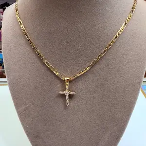 Oro laminado eternal heart zirconia heart chain and pendant 14k gold plated