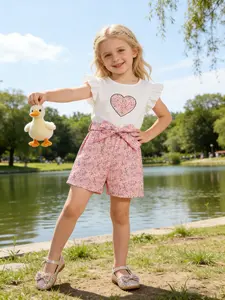 Girls' Cute Summer Floral Romper with Flutter Sleeves, Soft Skin-Friendly Fabric, Perfect for Casual Outings and Daily Wear