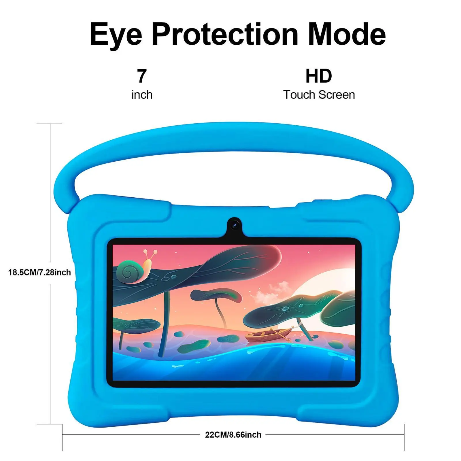 Touchscreen Android Tablet for Children, Portable Tablet,7 Inch  Kids Android Tablet, Children's Educational Tablets, Durability Parental Control Tablet with Dual Camera, Educational Tablets with Stand & Handle for Home, School, Covers