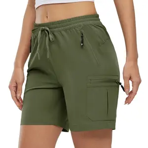 YSENTO Women's Hiking Cargo Shorts Quick Dry Lightweight Stretch Shorts Outdoor Athletic Summer Shorts with Zipper Pockets