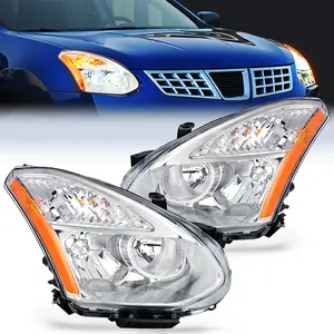 Nilight Headlight Assembly Compatible with 2008 2009 2010 2011 2012 2013 Nissan Rogue 2014 2015 Select Headlamps Replacement Chrome Housing Amber Reflector Driver and Passenger Side