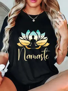 100% Cotton Unisex Namaste Lotus Flower Meditation Yoga T-Shirt