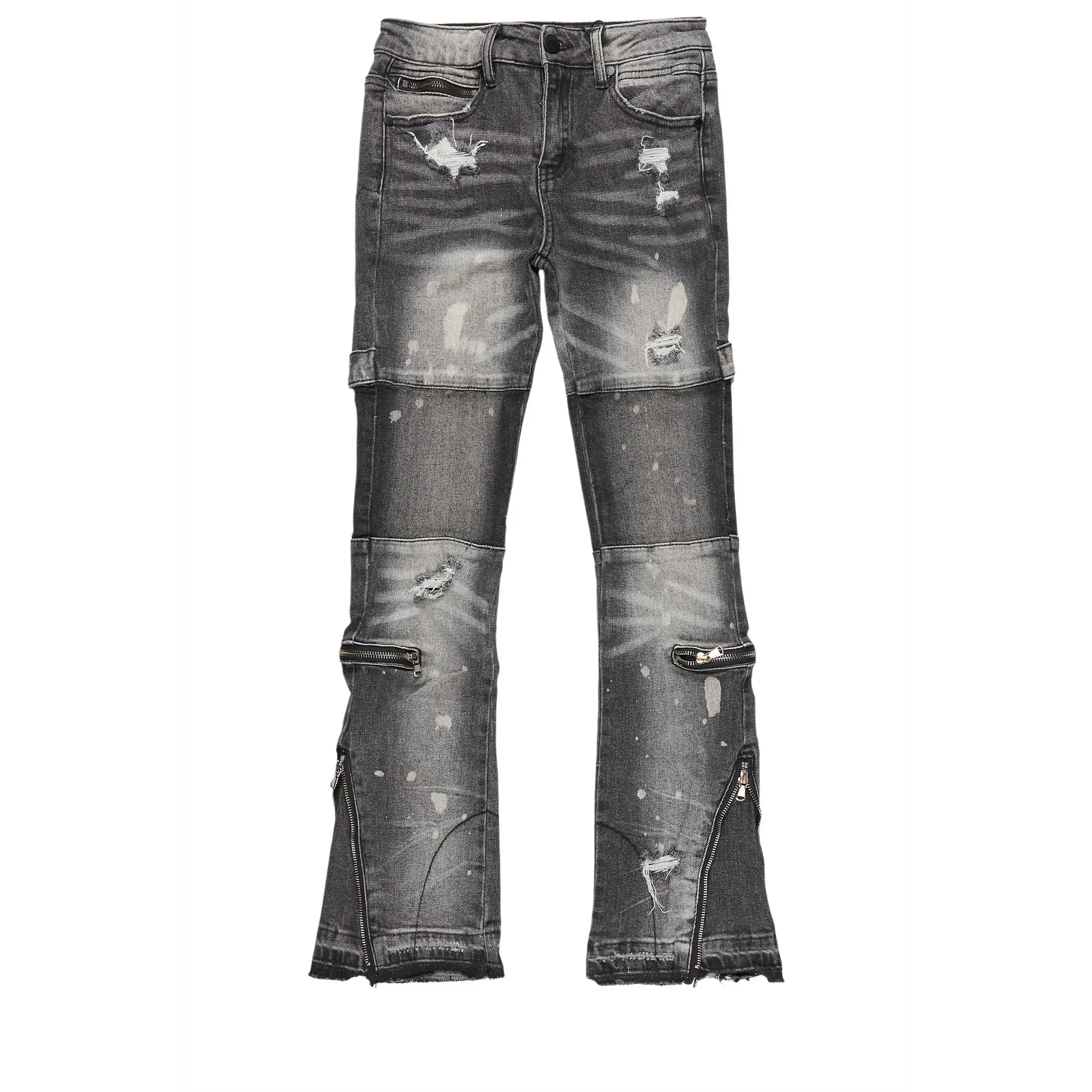 Girls Grib Grey Bleach Baggy Jeans