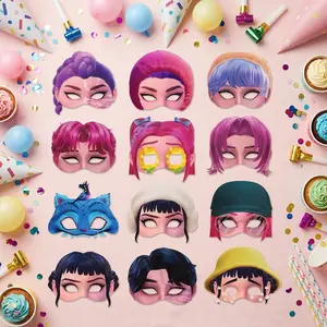 12pcs Kpop Idol Half Face Masks with Elastic Strap, Role Play Accessories, Fan Gathering Entertainment Items, Party Costume