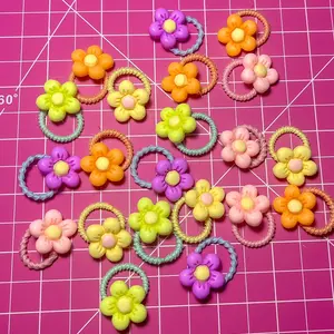 5 Piece Flower Hair Tie Set Kawaii - Cute, That Girl, Hair Accessories, Bow, Hair Tie, Ponytail, Aesthetic