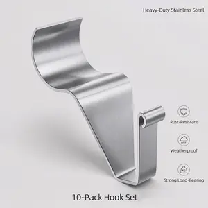 10 Pack Heavy‑Duty Stainless Steel Siding Hooks, No‑Hole Needed Siding Clips, Easy Install Outdoor Hangers for Patio Wreath & Holiday Decorations