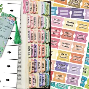 Spanish Catholic  Index Tabs  & Old Testament Tabs Matte Laminated Floral Design,  Journaling Supplies - 122 count (Polka Dots)