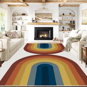 Rainbow Pattern Area Rug, 1 Count Non-slip Soft Floor Mat, Decorative Carpet for Home Living Room Bedroom, Multicolor Rug