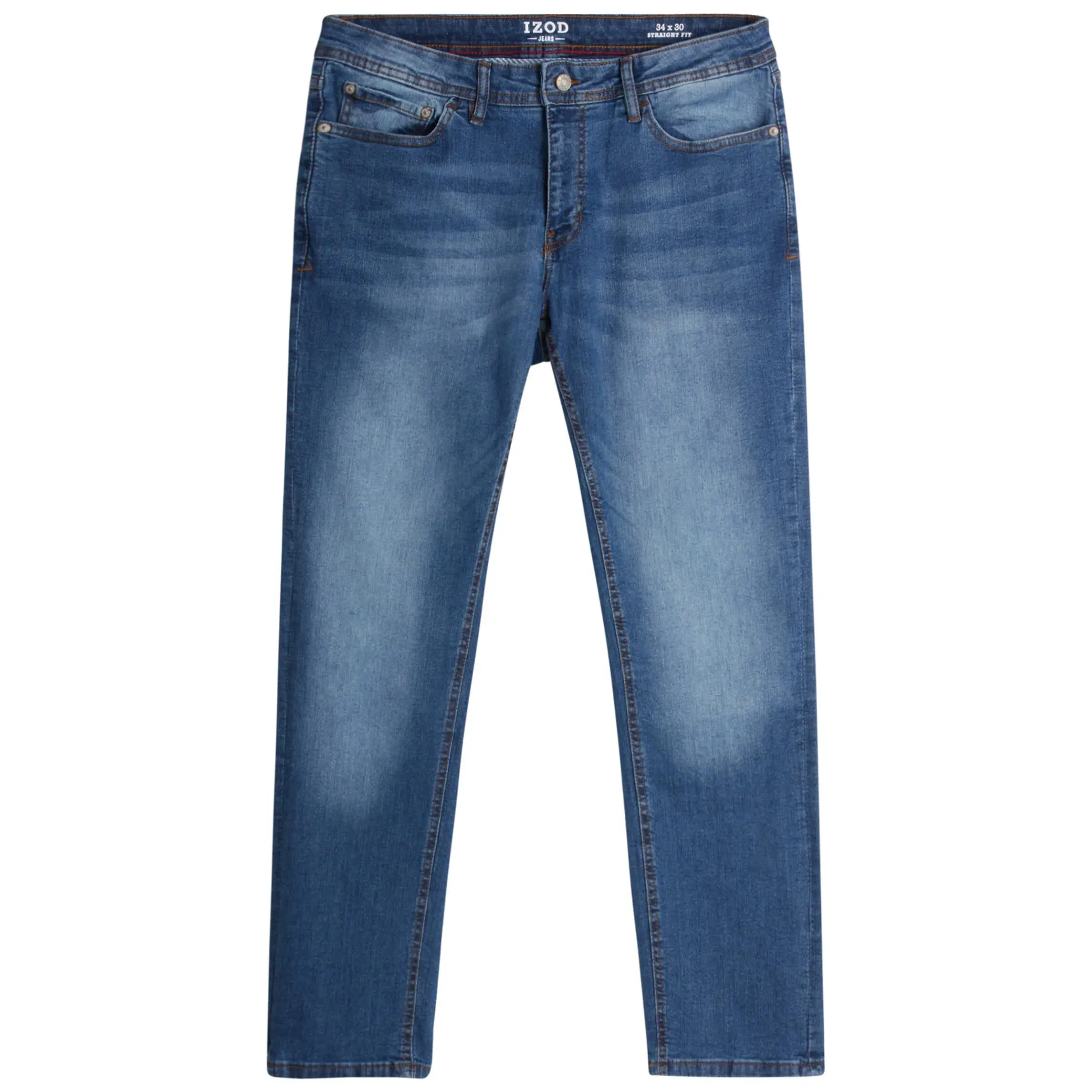 IZOD Men's Straight Fit Jeans - Soft Stretch Denim - Casual Fashion Size 30W x 30L Med Stone