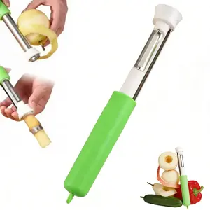 2026 Upgrade 2-in-1 Apple Corer & Peeler (Green) | Stainless Steel Bell Pepper Seed Remover | Dishwasher Safe Kitchen Gadget