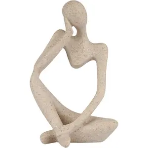 F-SO38 Durable Modern Sandstone Resin Thinker-Style Abstract Hollow Sculpture, Small Sandstone Collectible Figurine for Home Office Decoration (Ideal for Mother's Day, Girlfriends)