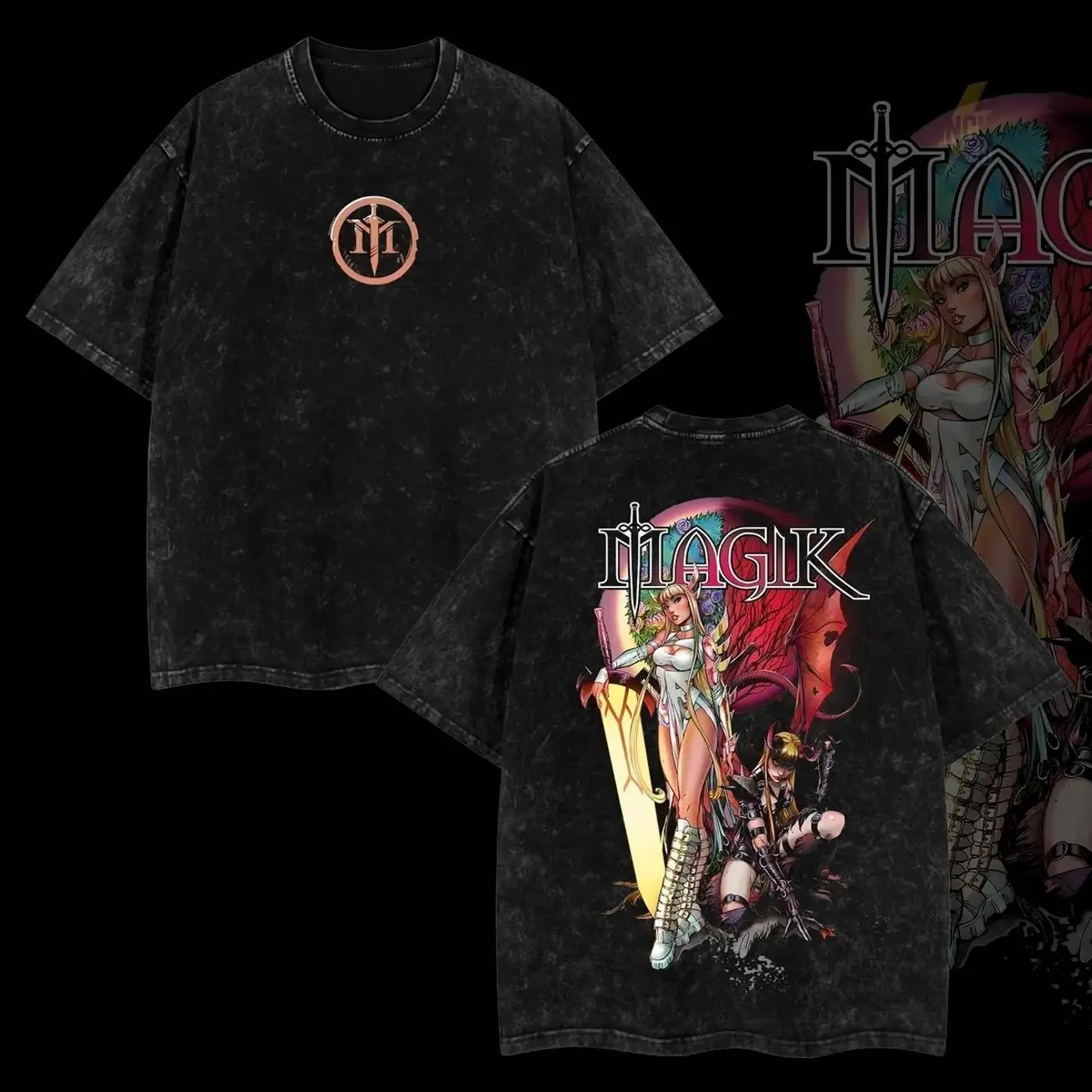 Magik Retro Vintage Limited Edition Magik Comic Wash Tee Comics Sweatshirt T-Shirt TV Show Comics Shirt Menswear Top Clothes Soft Apparel Classic 3TP