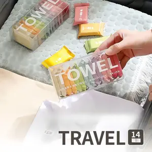 1pack of 14pcs，Disposable Compressed Towels, Portable Independent Packaging, Boxed Thickened Large Size, Travel Face Towel Must-Have