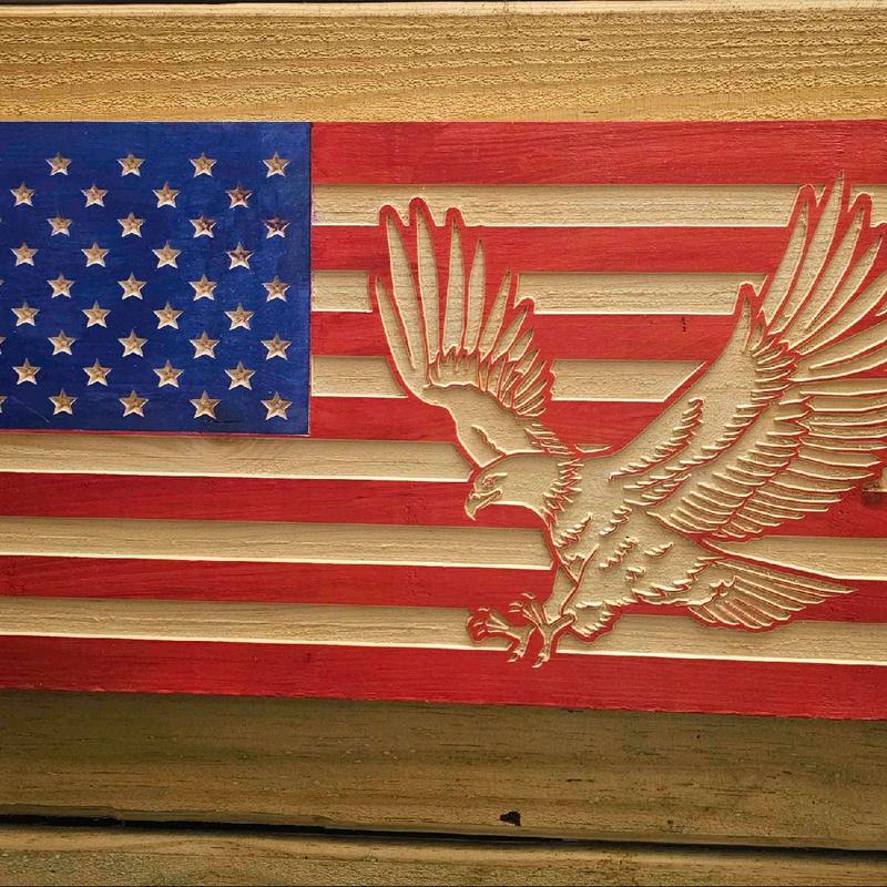 American Eagle Wooden Flag