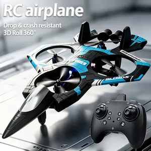 RC Quadcopter Fighter Jet Glider, Remote Control Airplane with Gravity Sensor, 3D Flips & Hover Mode, Lightweight Foam Aircraft for Outdoor Use