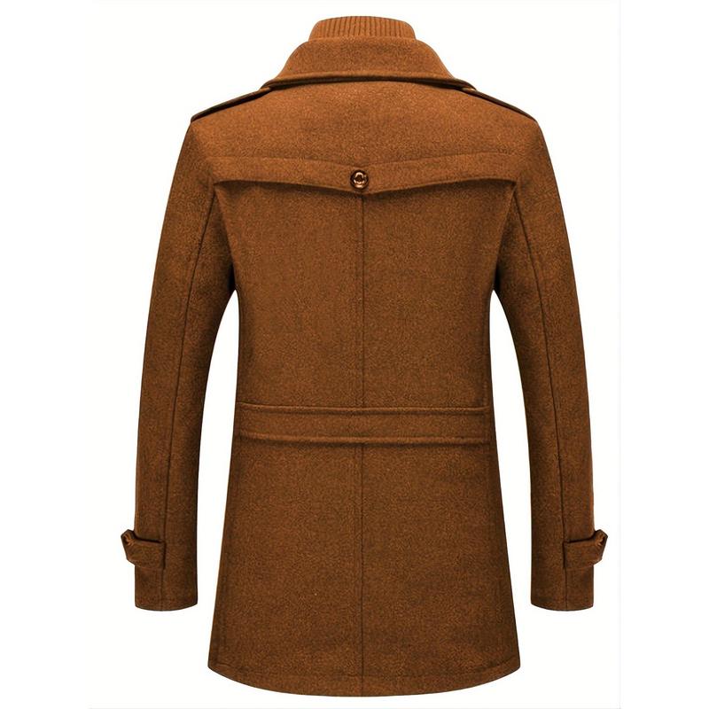 Men's business woolen coat fashion double neck medium and long woolen coat, autumn and winter