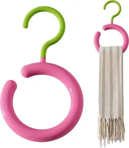 2 PCS Multi-functional rotating hook circular clothes hanger - Suitable for heavy scarves and belts storage on kitchen, door, wall, bathroom and wardrobe - Circular display hanger for bags