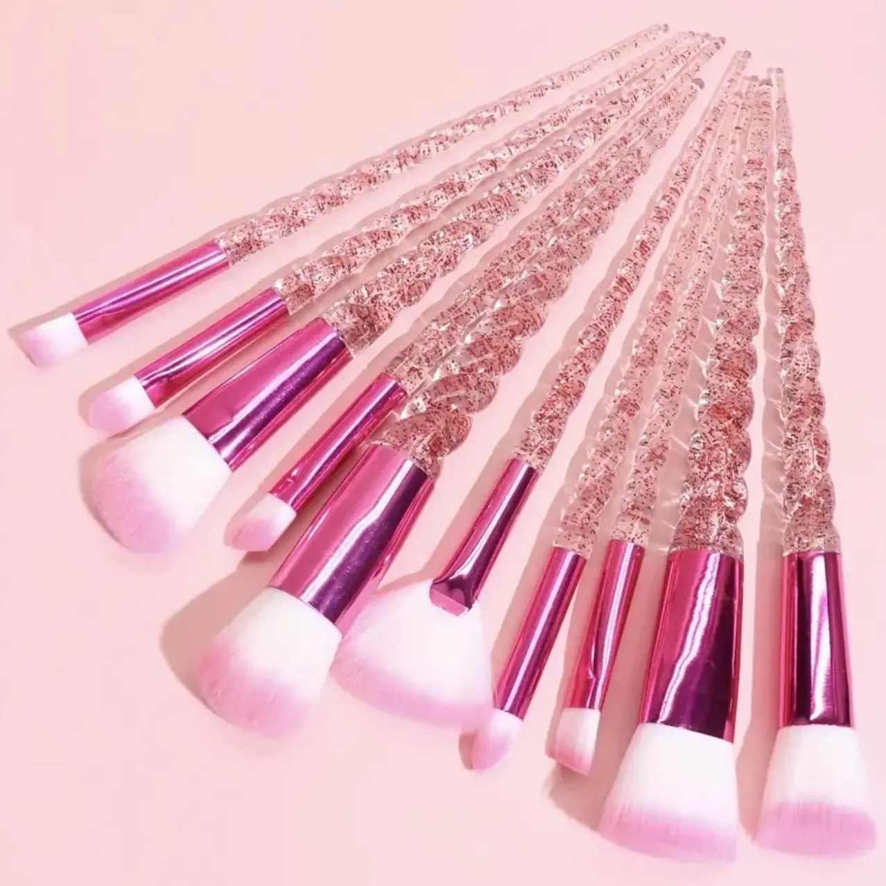10 PC Stylish Glitter Makeup Brushes Professional Face Powder Blending