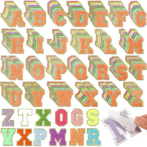 312 count Chenille Letter Patches Self Adhesive Letter Patches Glitter Chenille Embroidered Letter Patches Self Adhesive A-Z Patches for DIY Crafts Mobile Phone Backpacks Clothing