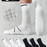 6 Pairs Men's Sports Crew Socks, Athletic Socks, Workout Socks, Anti-Slip Breathable Cotton Blend, Base Design, Ideal for Running & Basketball