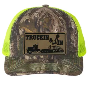 Truckin & FKing Leather Patch Trucker Hat Personalized Cap Premium Headwear for Casual Wear and Statement Accessory