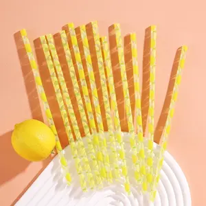 2026 New Sturdy 75-Pack Dopamine Summer Drink Straws Set, 9 in Iced Coffee Straws, Tropical Lemon Lime & Glitter Styles for Daily Drinks Summervibes