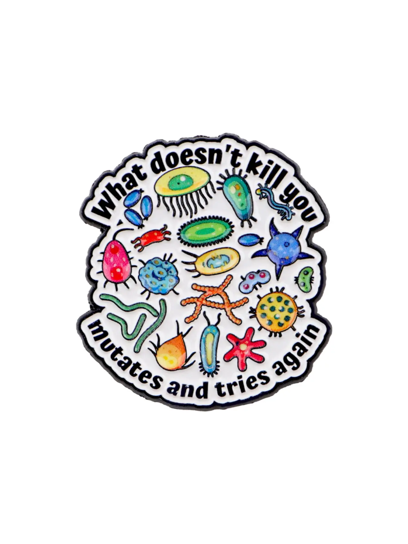 What Doesn't Kill You "personalized English Cell And Bacteria Badge, Stylish Letter Design Enamel Brooch, Brooch Pin Clip, Durable Enamel Lapel Pins, Zinc Alloy Doctor And Nurse Fashion Accessories, Perfect Gift For Her