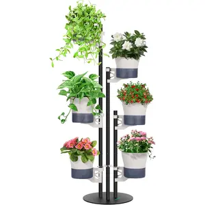 Metal  Stand, 6-Tier Tall Vertical Planter Tower with Self-Watering Planters, Modular Shelf for Indoor & Outdoor Use