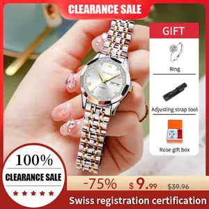 【Clearance Sale】VEADONS Ladies' Multifunctional Business Watch, Diamond‑Studded Roman Numeral Dial, Day‑Date Display, Durable Metal Bracelet Timepiece, Ideal Gift for Her