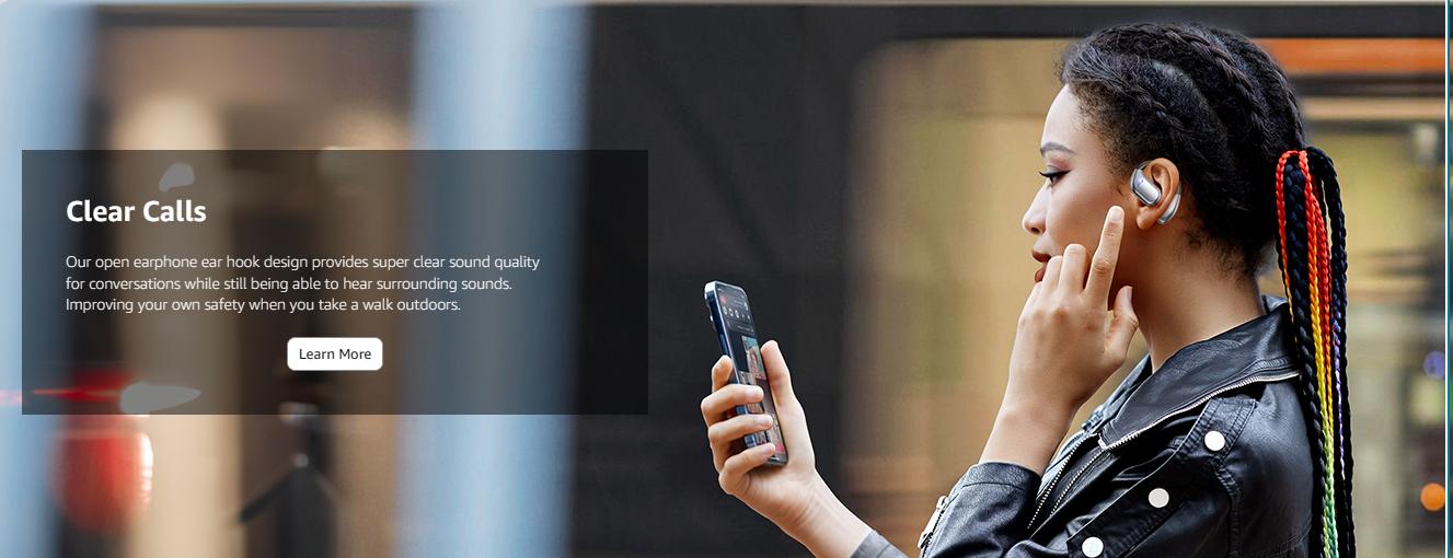 Open-Ear Bluetooth 5.4 Wireless Headphones, Electronic Audio Device with LED Display, 60H Playtime, Call Mic, IPX5 Rated Waterproof, Secure Fit Sports Over-Ear Design, Soft Silicone Earbuds, Fast Charge, #SummerVibes outdoorfun