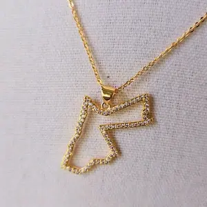 Jordan Map Necklace - 21K Gold Plated Chain & Map Pendant for Formal Events & Daily Wear Elegant Versatile Jewelry