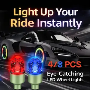 QIFOR LED Valve Cap Set, 4-pack, Glow-in-the-dark Car Valve Caps, Waterproof Glow-in-the-dark Car Valve Caps, Universal Glow-in-the-dark Bike Valve Caps, Auto Accessories