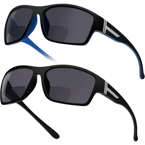 2 Pack Bifocal Sunglasses for Men with -in Readers, TR90 Frame UV400 Protection for Outdoor