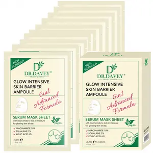 DR.DAVEY Glow Intensive Facial Mask Facial hydration in all seasons, daily facial care, skin rejuvenation and moisturizing, easy to absorb, non greasy. Men and women can use it for travel, portable, 10 tablets/box