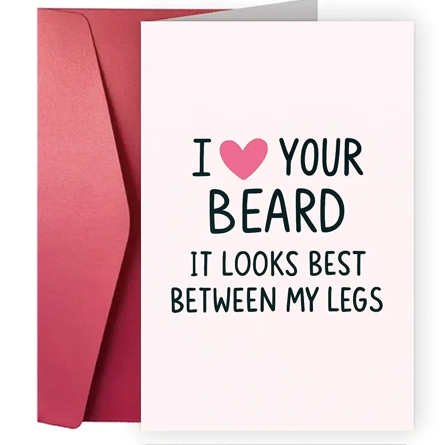 1pc Funny Flirty Couples Greeting Card Suitable for Boyfriends, Husbands & Bearded - ized Humorous Romantic Card for Valentine's Day, Anniversaries, Birthdays - Beard Lover Gift, English Text & Style