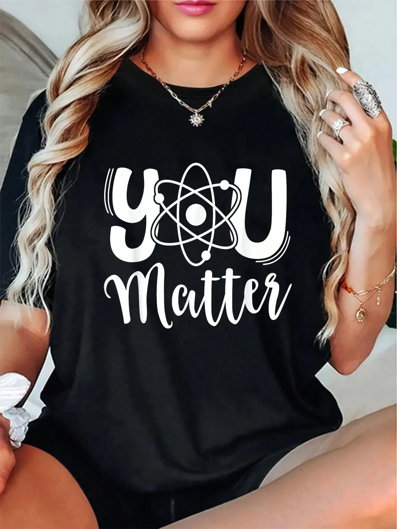 100% Cotton You Matter Science Teacher Chemistry Biology Kindness Kind T-Shirt Short Sleeve T-Shirt Women's Men's Graphic Tee Causal Tops